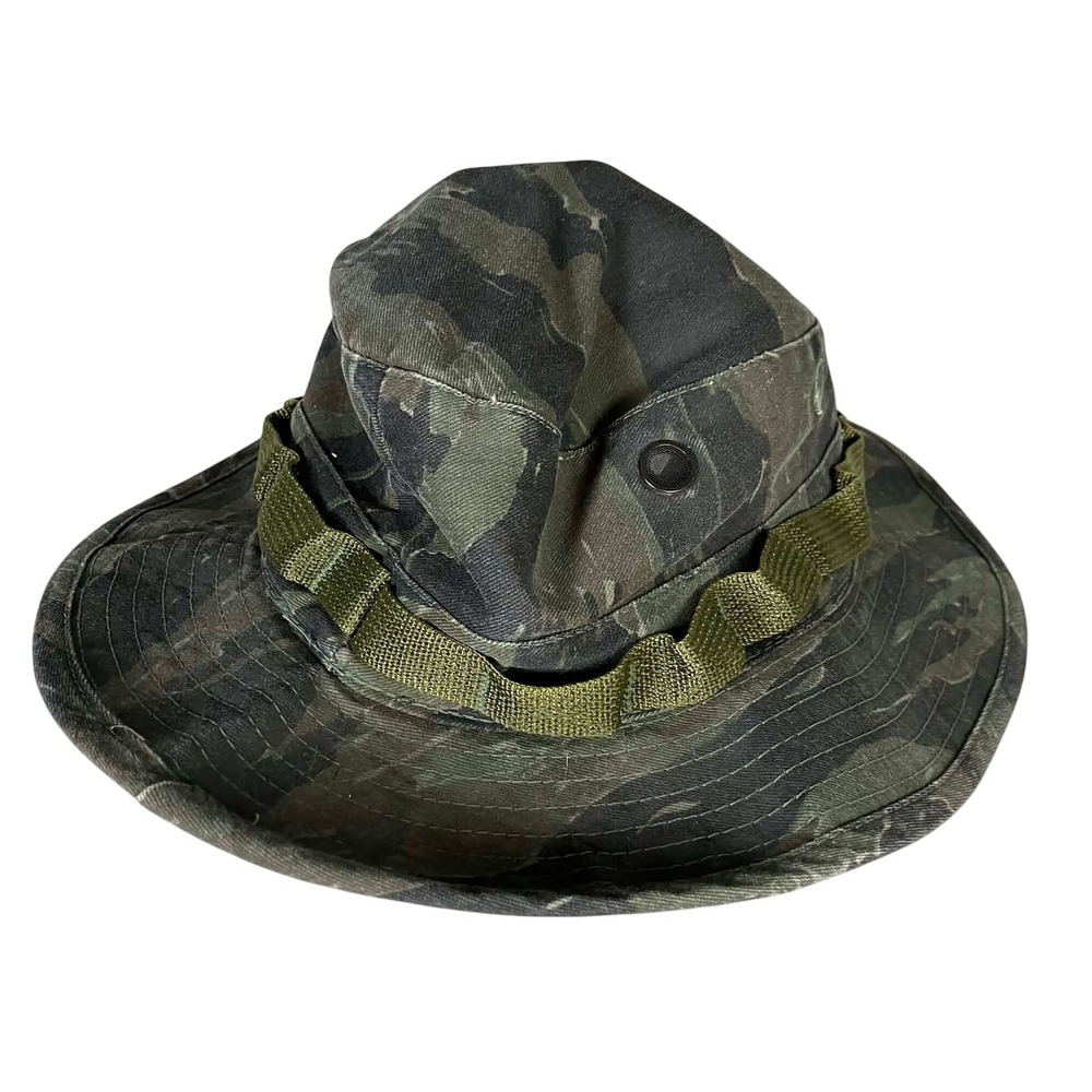 Vintage Military Tiger Stripe Camo Boonie Hat Sun Hot Weather Type II Size 7 USA